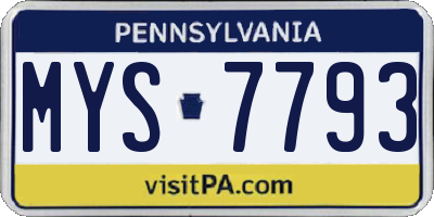 PA license plate MYS7793