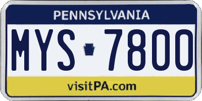 PA license plate MYS7800
