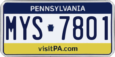 PA license plate MYS7801