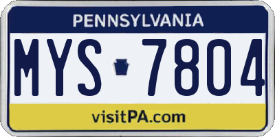 PA license plate MYS7804