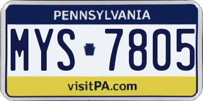 PA license plate MYS7805