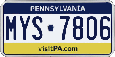 PA license plate MYS7806
