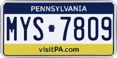PA license plate MYS7809