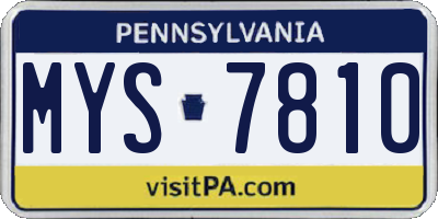 PA license plate MYS7810