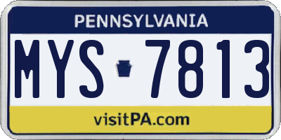 PA license plate MYS7813
