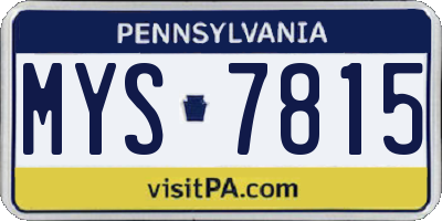 PA license plate MYS7815