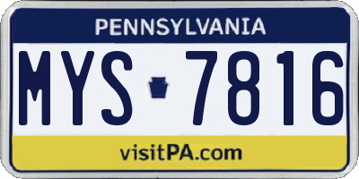 PA license plate MYS7816