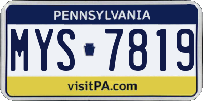 PA license plate MYS7819