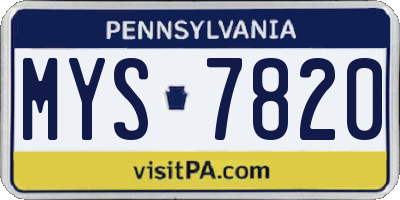 PA license plate MYS7820