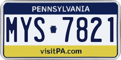PA license plate MYS7821