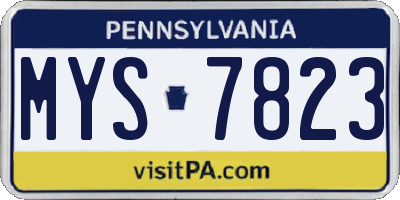PA license plate MYS7823