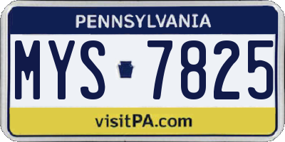 PA license plate MYS7825