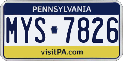 PA license plate MYS7826
