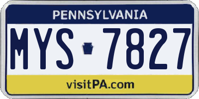 PA license plate MYS7827