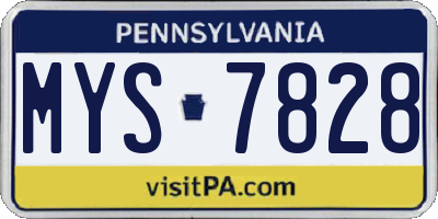 PA license plate MYS7828