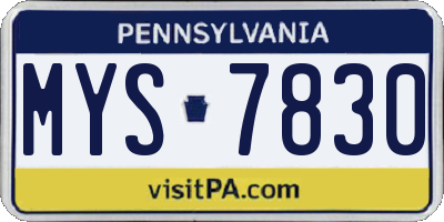 PA license plate MYS7830