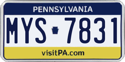 PA license plate MYS7831