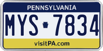 PA license plate MYS7834