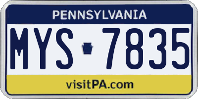 PA license plate MYS7835