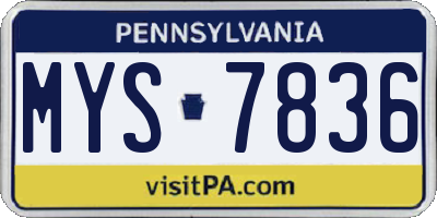 PA license plate MYS7836