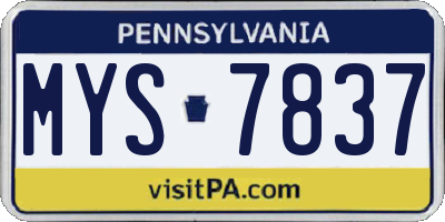 PA license plate MYS7837