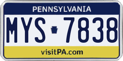 PA license plate MYS7838