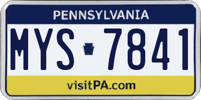 PA license plate MYS7841