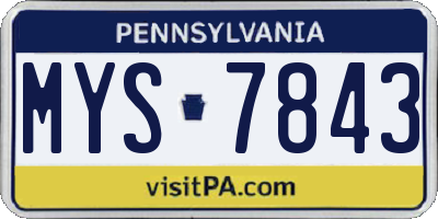 PA license plate MYS7843