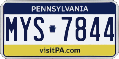 PA license plate MYS7844