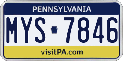 PA license plate MYS7846