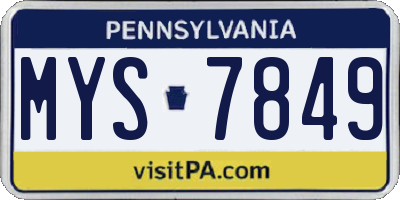 PA license plate MYS7849