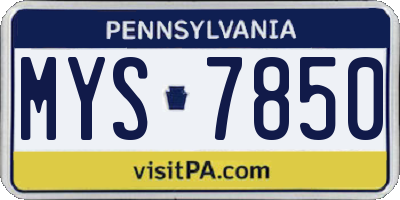 PA license plate MYS7850