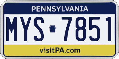 PA license plate MYS7851