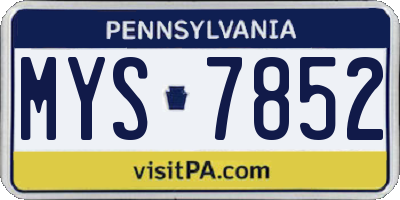 PA license plate MYS7852