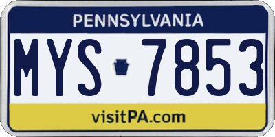 PA license plate MYS7853