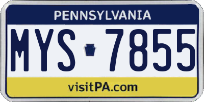 PA license plate MYS7855