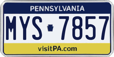 PA license plate MYS7857