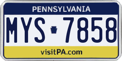 PA license plate MYS7858