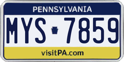 PA license plate MYS7859