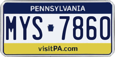 PA license plate MYS7860