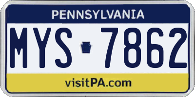 PA license plate MYS7862