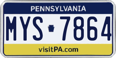 PA license plate MYS7864