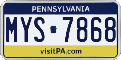 PA license plate MYS7868