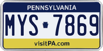 PA license plate MYS7869