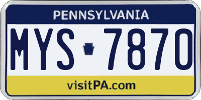 PA license plate MYS7870
