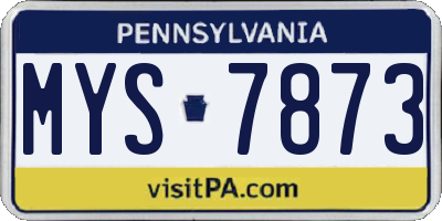 PA license plate MYS7873