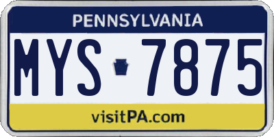 PA license plate MYS7875