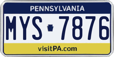 PA license plate MYS7876