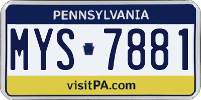 PA license plate MYS7881
