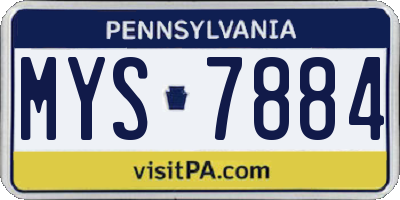 PA license plate MYS7884